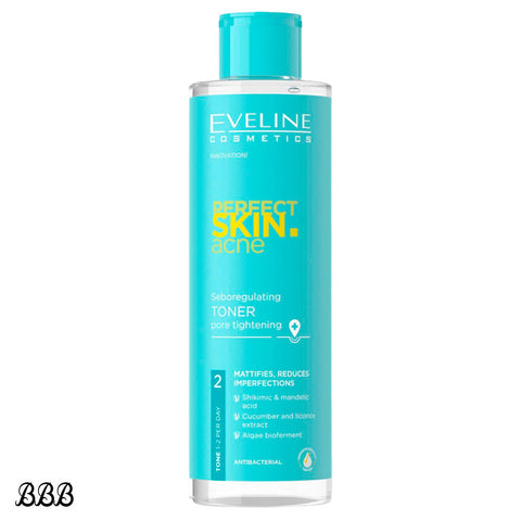 Eveline Perfect Skin Acne Seboregulating Toner Tightening Pores for Problematic Skin, 200 ML