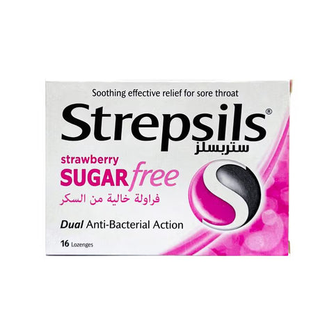 Strepsils Strawberry Sugar Free Lozenges 16S