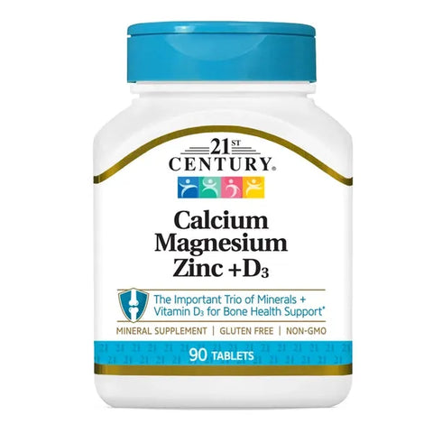 21st Century Calcium Magnesium Zinc + Vitamin D Tablets, 90’s