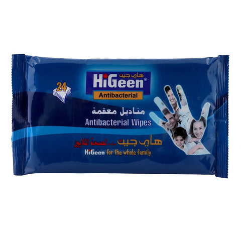 Higeen Antibacterial Wipes, 24's