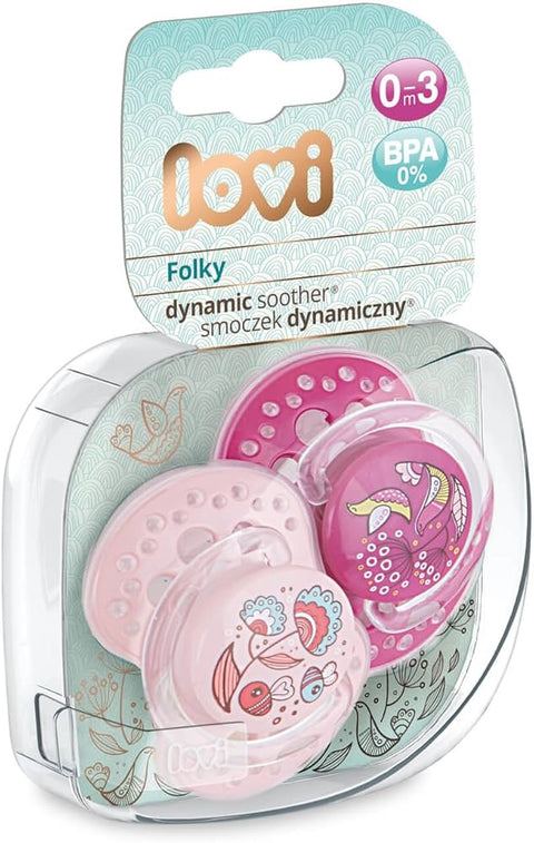 LOVI Soother Folky Girl (22/841), 2 Pcs - 0 to 3m