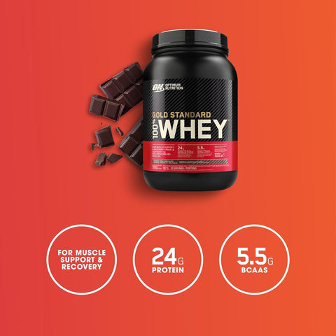 Optimum Nutrition، مسحوق بروتين مصل اللبن Gold Standard 100%، شوكولاتة غنية مزدوجة، 2 رطل