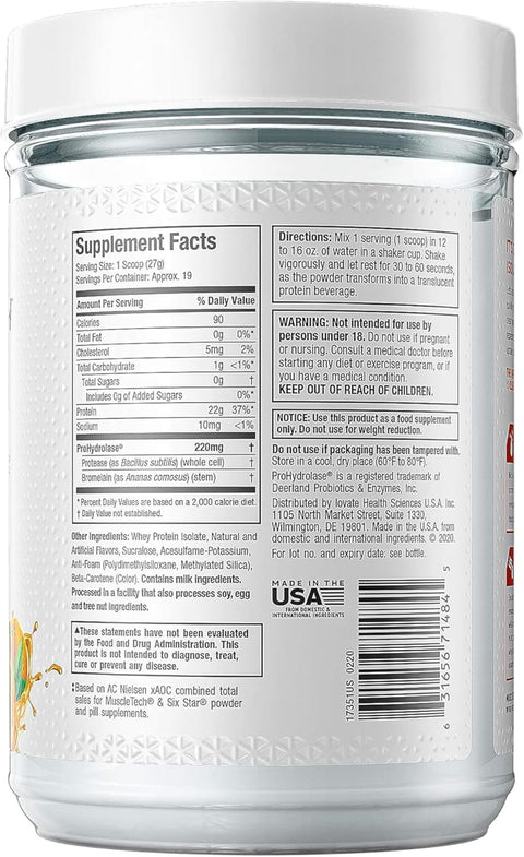 Muscletech Clear Whey Protein Isolate - Orange Dreamsicle, 1.1 Lbs