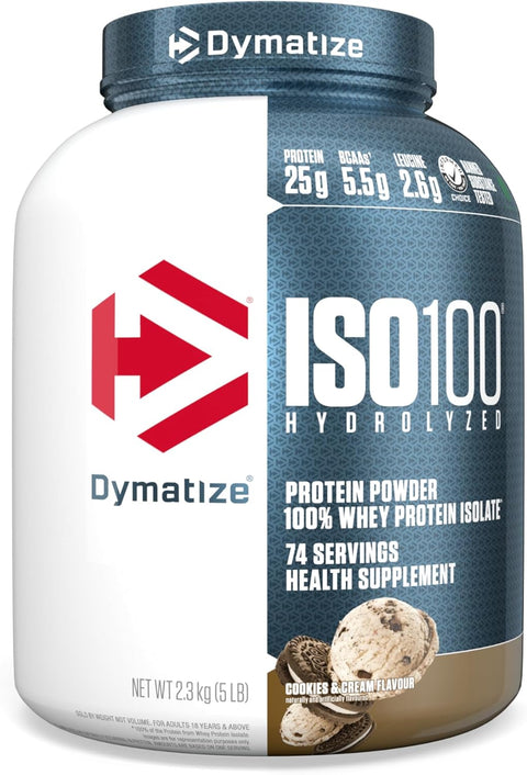 Dymatize ISO 100 Hydrolyzed Whey Protein Isolate - Cookies and Cream, 5 Lbs