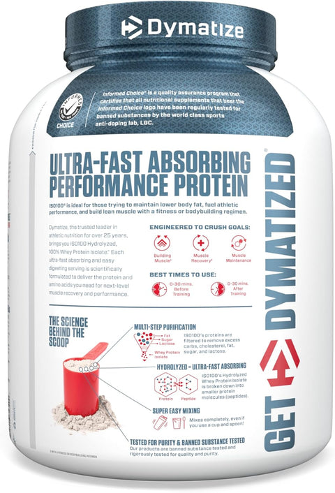 Dymatize ISO 100 Hydrolyzed Whey Protein Isolate - Cookies and Cream, 5 Lbs