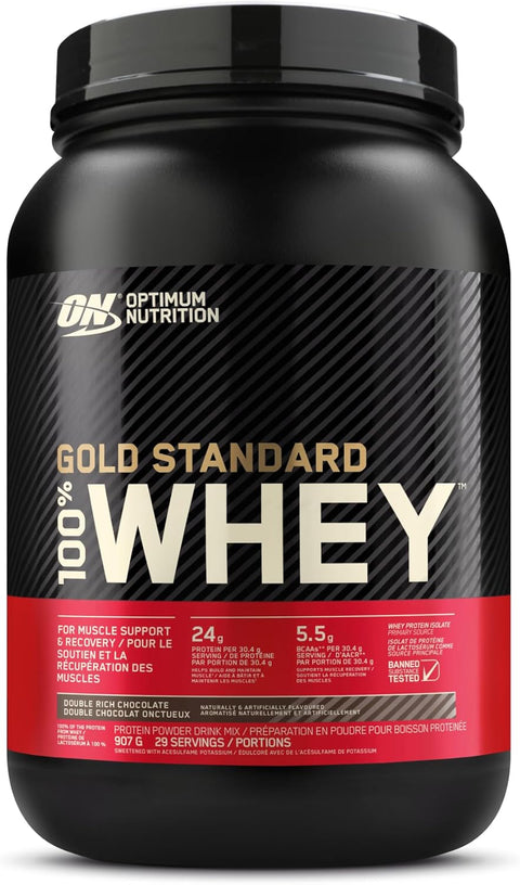 Optimum Nutrition، مسحوق بروتين مصل اللبن Gold Standard 100%، شوكولاتة غنية مزدوجة، 2 رطل