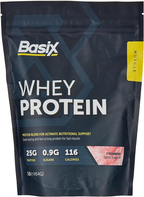 Basix Muscle Whey Protein - Strawberry, 1 Lbs