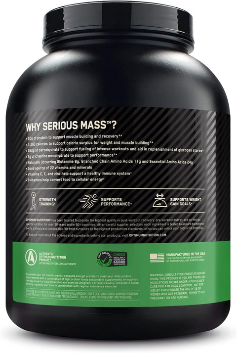 Optimum Nutrition Serious Mass Gainer - Chocolate, 6 Lbs