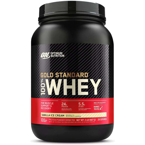 Optimum Nutrition، مصل اللبن Gold Standard 100%، آيس كريم الفانيليا، 2 رطل