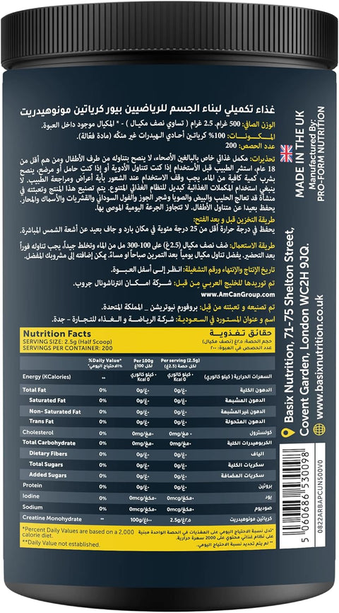 Basix Pure Creatine, 500 Gm