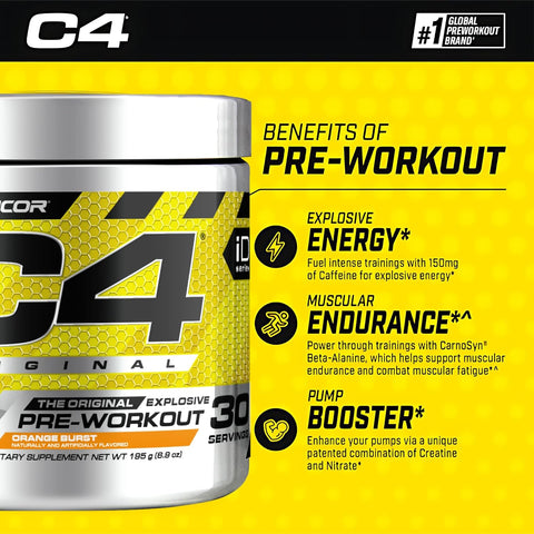 Cellucor C4 Original Pre Workout - Icy Blue Raz, 30 Servings