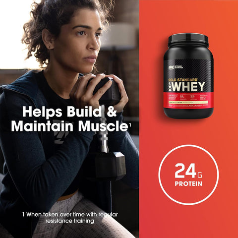 Optimum Nutrition، مصل اللبن Gold Standard 100%، آيس كريم الفانيليا، 2 رطل