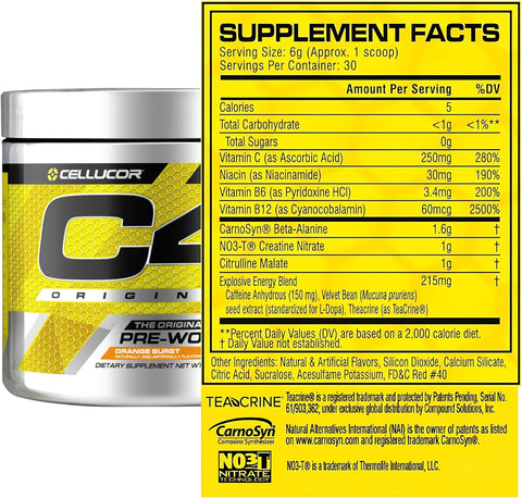 Cellucor C4 Original Pre Workout - Icy Blue Raz, 30 Servings