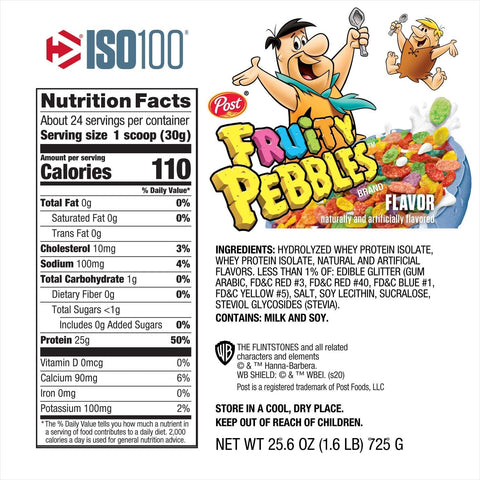 Dymatize ISO 100 Hydrolyzed Whey Protein Isolate - Fruity Pebbles, 1.34 Lbs