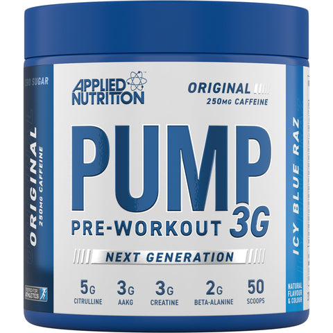 Applied Nutrition 3G Pre-Workout PUMP - Icy Blue Raz, 375 Gm