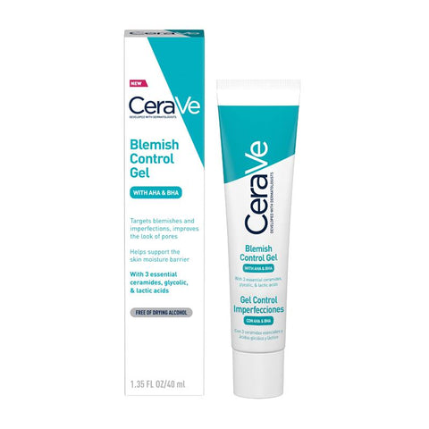 CeraVe Blemish Control Gel Facial Moisturiser For Acne & Blemishes with Glycolic Acid and Lactic Acid AHA/BHA 40 ML