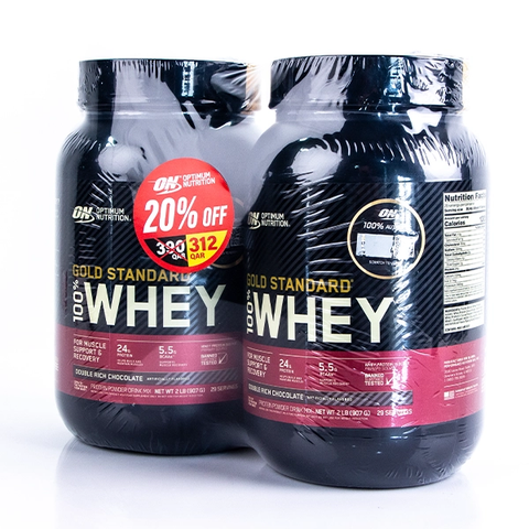 Optimum Nutrition Gold Standard 100% Whey Protien - Double Rich Chocolate, 2 Lbs (Promo Pack - 2'S)