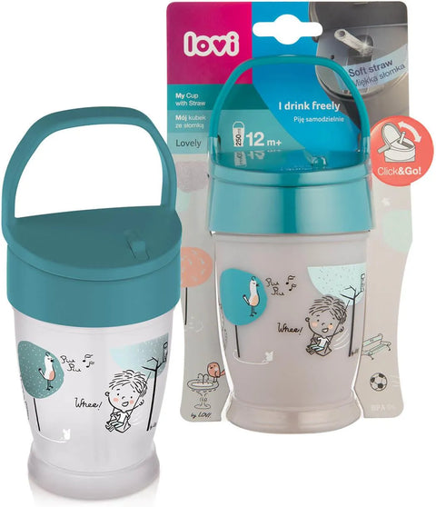 Lovi Cup with Straw JUNIOR (Lovely Boy-35/354), 250 Ml - 11m+
