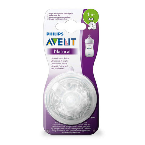 Avent Natural Slow Flow Teats 1M+,Scf 042/27