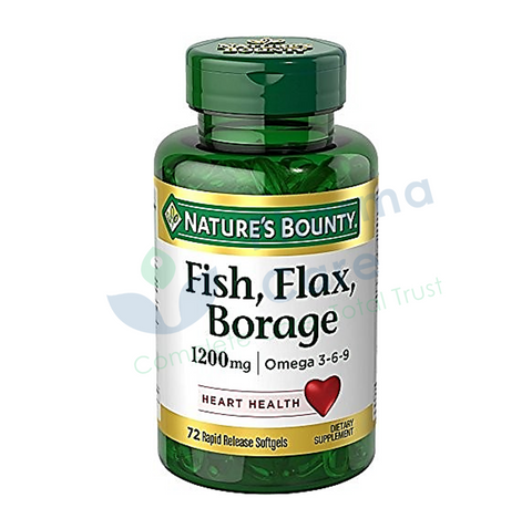NATURE'S BOUNTY FISH,FLAX,BORAGE OMEGA 3,6,9 72s