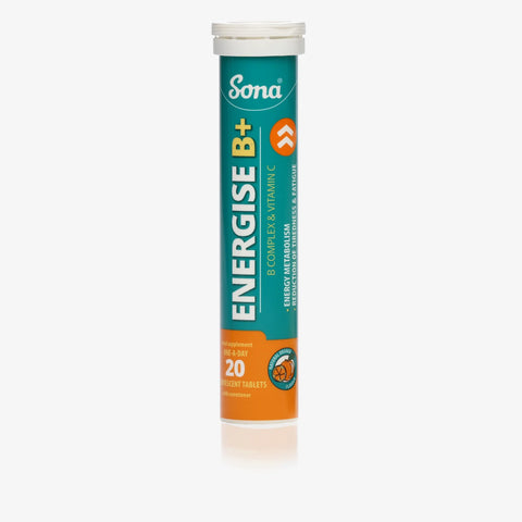 Sona Energize B+ - فيتامينات فيتامين C وB الفوارة لتعزيز الطاقة بسرعة، 20 قرصًا