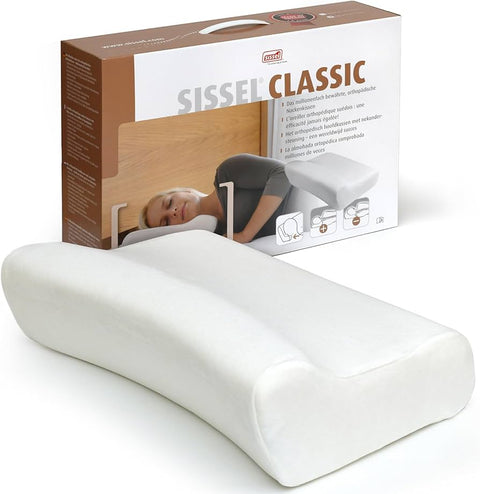 Sissel Orthopedic Pillow Classic Neck Cushion White Large Size with White Cover