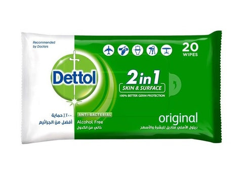 Dettol Original Wipes 2In1 Skin & Surface 20's