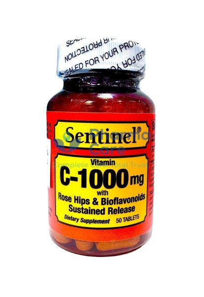 Sentinel Vitamin C, 1000 Mg with Rose Hips Tablets, 50's