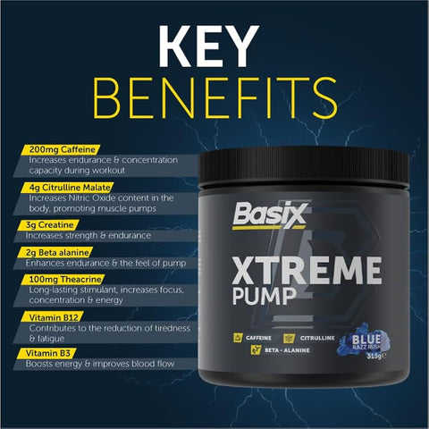 Basix XTREME PUMP Pre-Workout - Icy Blue Raz