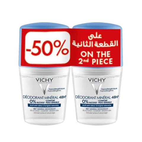Vichy Mineral Deodorant Roll-On 48-Hour (Offer Pack)
