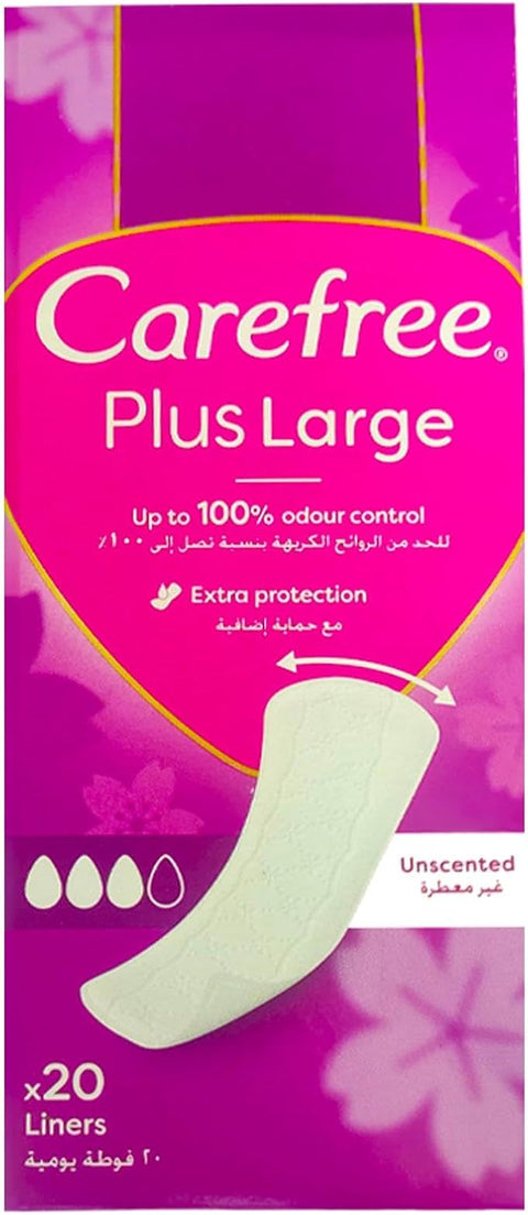 Carefree Panty Liners,Plus Large, Light Scent, Pack of 20