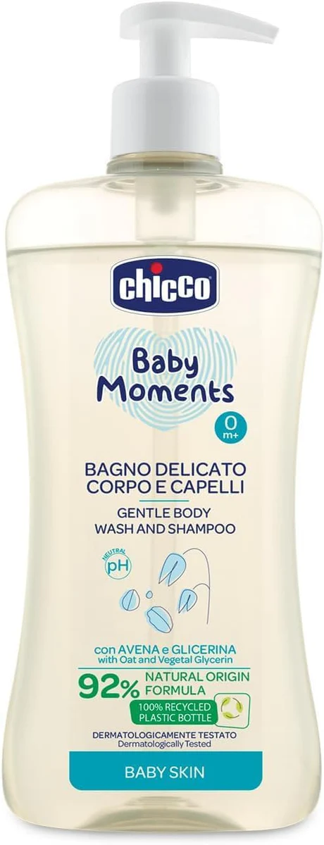 Chicco Baby Moments Gentle Body Wash And Shampoo For Skin, 500ml