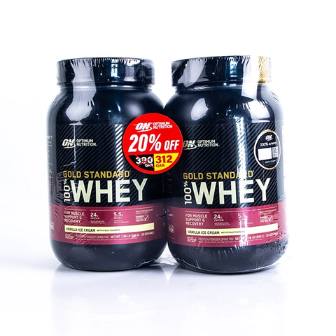Optimum Nutrition Gold Standard 100% Whey Protien - Vanila Ice cream, 2 Lbs (Promo Pack - 2'S)