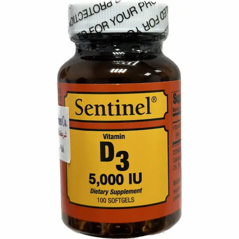 Sentinel Vitamin D3 5000 IU Capsules, 100 Softgels