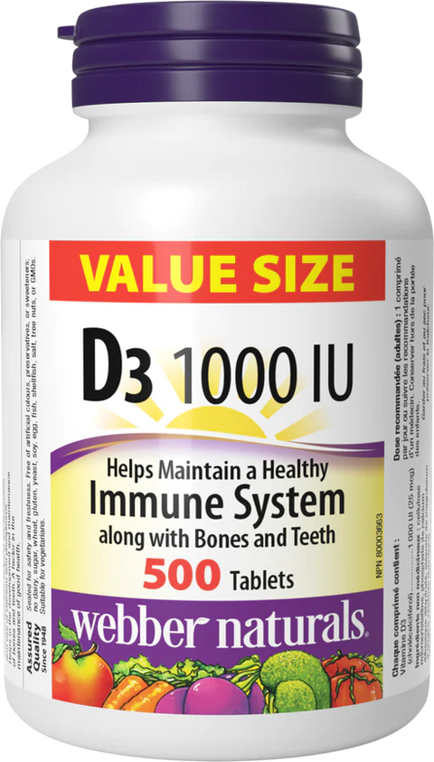 Webber Naturals Vitamin D3 1000 IU Tablet - 100's