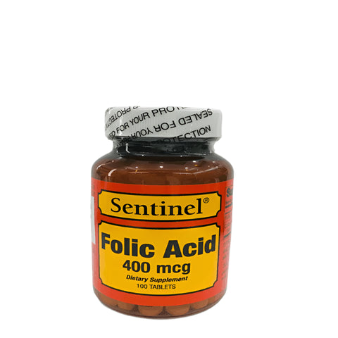 Sentinel Folic Acid, 400 Mcg Tab 100's