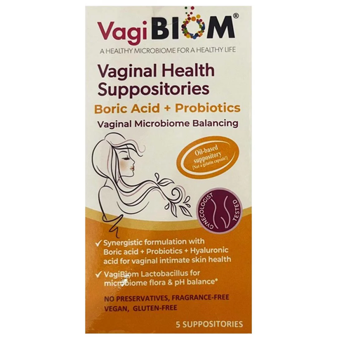 Vagibiom Boric Acid+Probiotics Vaginal Health Suppositories 5s