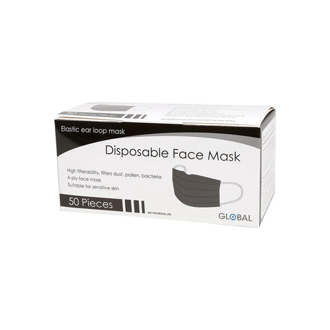 BLACK DISPOSABLE FACE MASK 50'S - - Covid Care, Face Masks, Healthcare Devices, Medical Accessories & Consumables - - PharmaCare Online