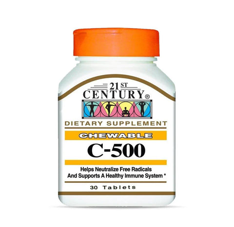 21 CENTURY VIT C 500 CHEWABLE TABLET 30'S -  - Cold & Flu, Covid Care, Fever, Immuno Care, Vitamins & Minerals -  - PharmaCare Online 