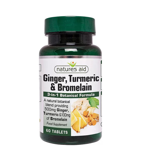 NATURE'S AID GINGER,TURMERIC & BROMELAIN TABLET, 60's - - Cold & Flu, Covid Care, Essential Supplements, Fever, Herbal Supplements, Immuno Care, Joint Care - - PharmaCare Online