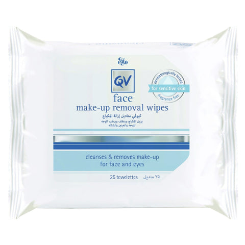 QV FACE MAKE-UP REMOVAL WIPES 25'S -  - Body Care, Face Care, Mother & Baby Care, Personal Care, qv, Skin Care -  - PharmaCare Online 