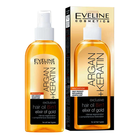 Eveline Argan+Keratin Hair Oil 8In1, 150 ML