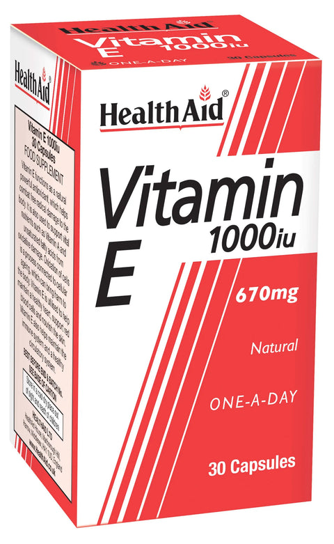 HEALTH AID VITAMIN E 1000IU CAPSULE 30'S -  - healthaid, Nutrition, Personal Care, Skin Care, Vitamins&Minerals -  - PharmaCare Online 