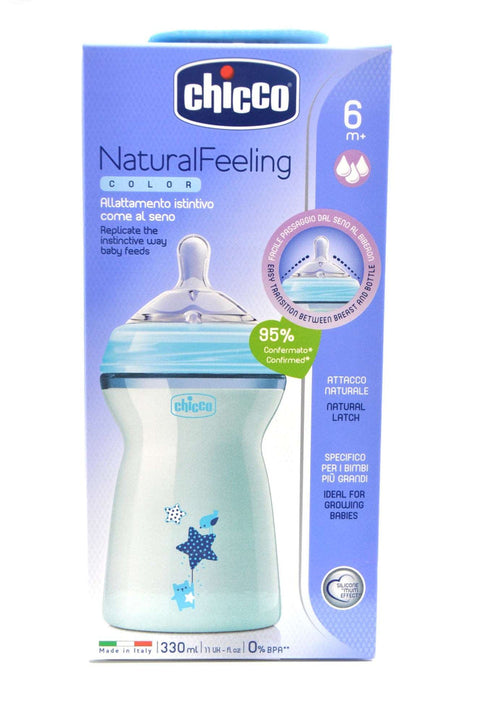 Chicco Natural Feeling Feeding Bottile Blue (2M+),330 ML