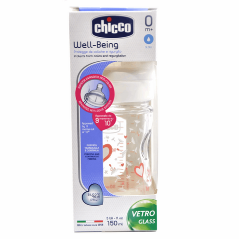 Chicco Well Being Glass Bottle Silicone For Girls,150 ML