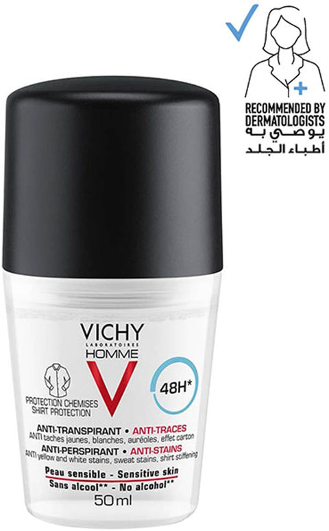 Vichy Homme Deodorant Anti-Perspirant Anti-Transpirant Anti-Stains 48Hour, 50ml