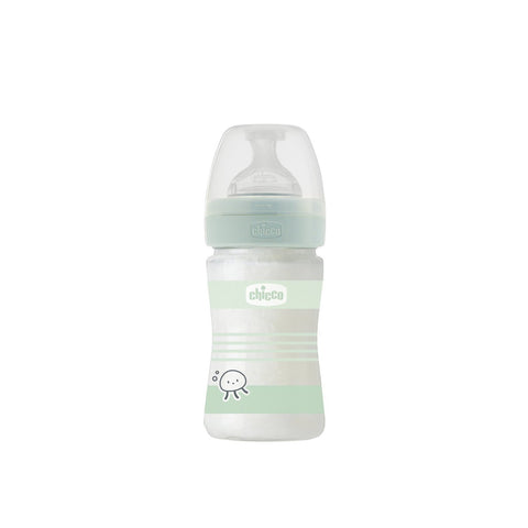 Chicco Well Being Glass Bottle Silcone For Boys,150 ML