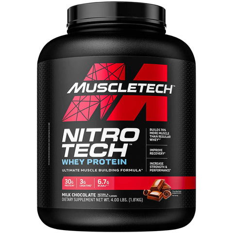 Muscletech Nitro Tech Whey Protein, Milk Chocolate, 4 LB