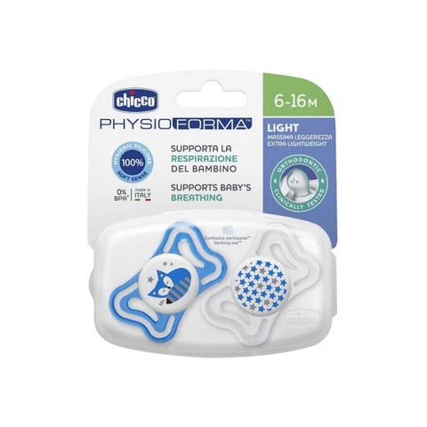 Chicco Silicone Soother Boy From 6 To 16 Month - 2 Piece