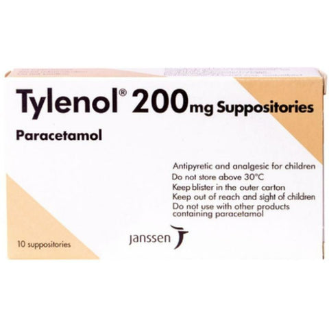 Tylenol 200 mg suppositories 10s